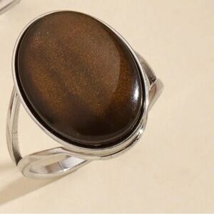 Elegant Brown Stone Silver Ring